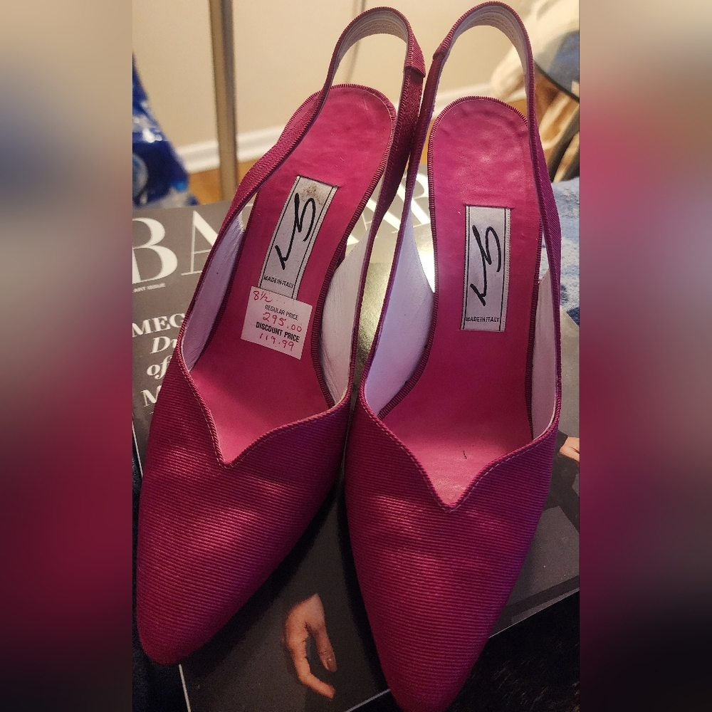 Genny Made In Italy Vibrant Pink Slingback Heels